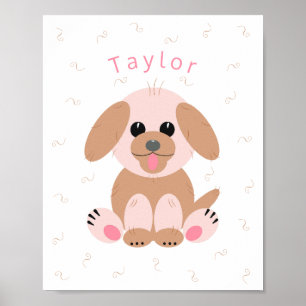 Baby Nursery Neutral Personalized Puppy Design Poster