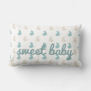 Baby Nursery, Soft Neutral Bunny Lumbar Pillow