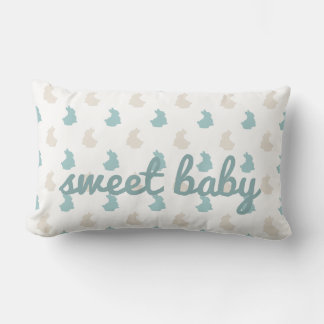 Baby Nursery, Soft Neutral Bunny Lumbar Pillow