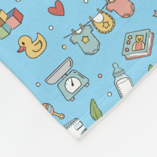 Baby Nursery Teddy Bear Duck Seamless Pattern Baby Fleece Blanket