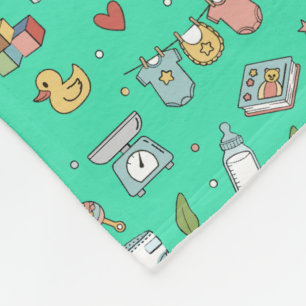 Baby Nursery Teddy Bear Duck Seamless Pattern Baby Fleece Blanket