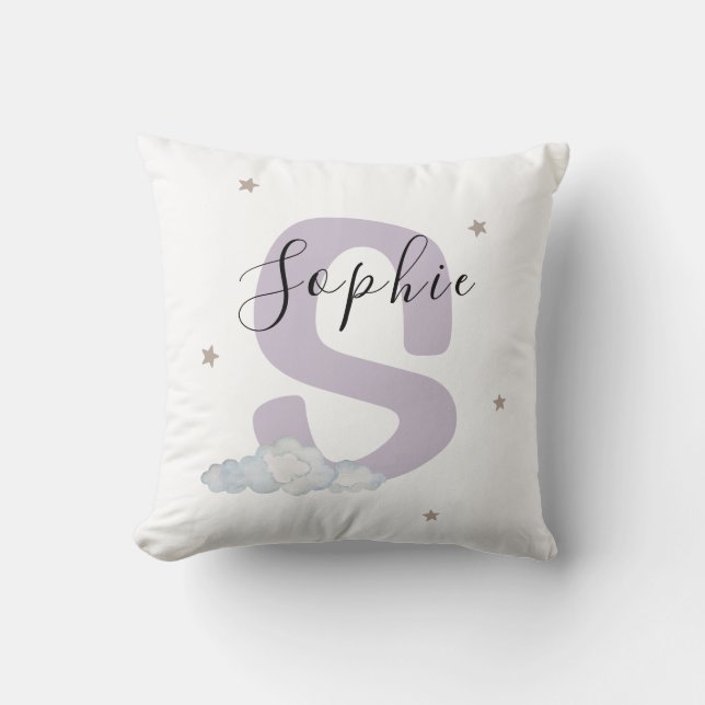 Baby Nursery Throw Pillow Custom Name Initial (Front)