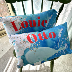 Baby Nursery Whale Sparkle Blue Red Personal Lumbar Pillow