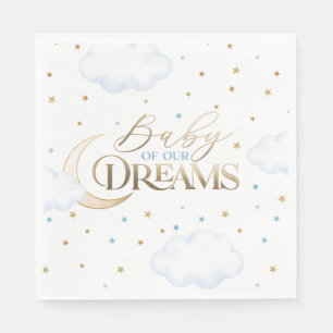 Baby of our Dreams Moon and Stars Blue Baby Shower Napkin