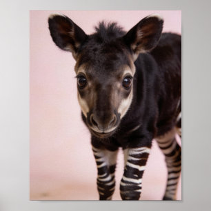 Baby Okapi Portrait Exotic Nursery Art Poster