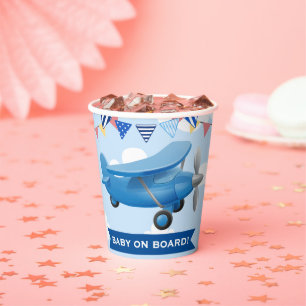 Baby on Board! Aviation Airplane Baby Shower Paper Cups