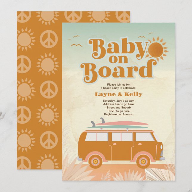Baby on Board Baby Shower Invitation (Front/Back)