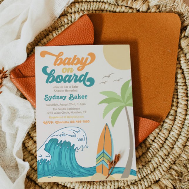 Baby on Board Baby Shower Invitation | Surf Baby (Creator Uploaded)