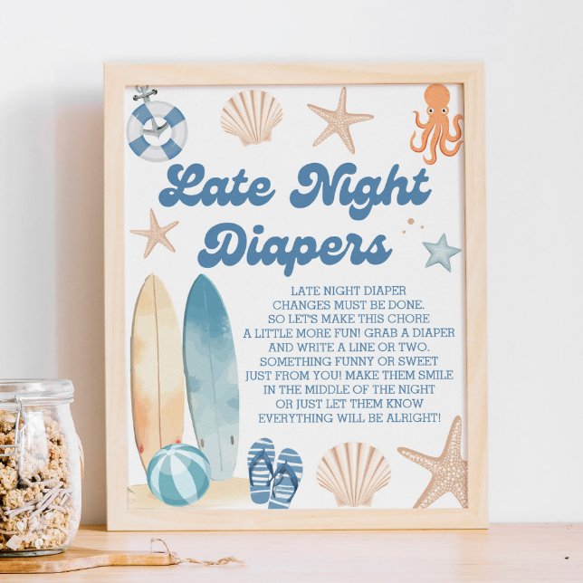 Baby On Board Baby Shower Late Night Diapers Game Poster (Creator Uploaded)