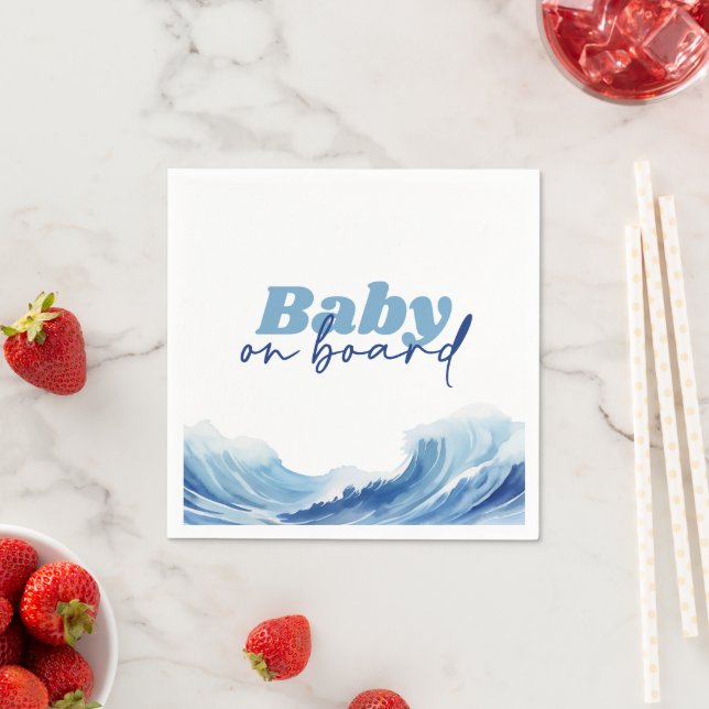 Baby On Board Baby Shower Napkin, Surf Baby Shower Napkin (Insitu)
