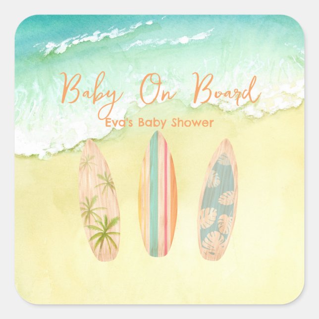 Baby On Board Baby Shower Stickers (Front)