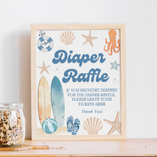 Baby On Board Beach Baby Shower Diaper Raffle  Poster