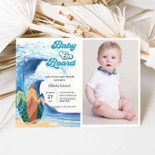 Baby On Board Beach Baby Shower Photo Invitation