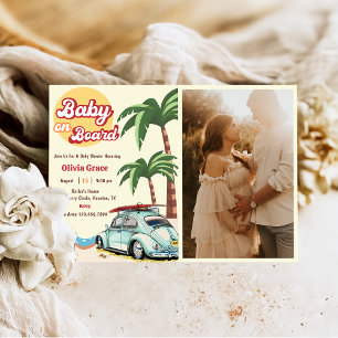 Baby On Board Beach Baby Shower Photo Invitation