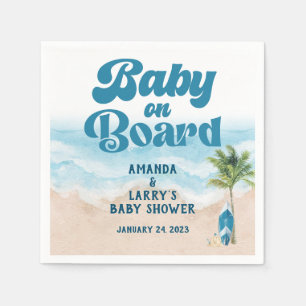 Baby on Board Beach Boy Baby Shower Napkin