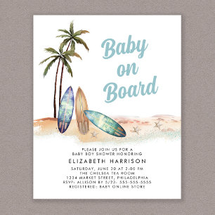 Baby On Board Beach Surf Baby Shower Invitation