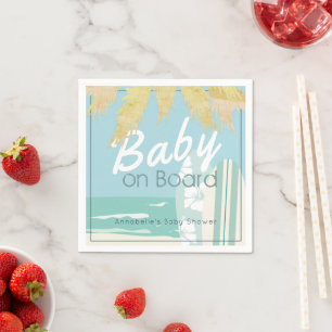 Baby on Board Beach Surf Baby Shower Napkin