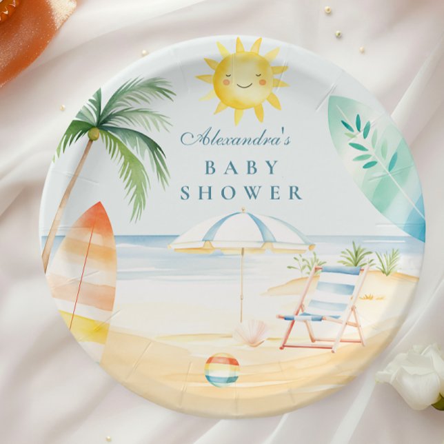 Baby on Board Beach Surf Baby Shower Paper Plate (Creator Uploaded)