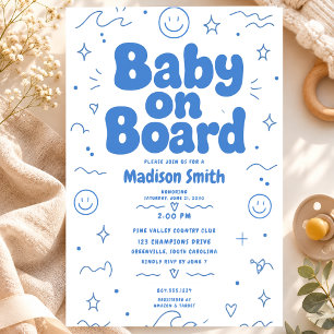 Baby on Board Beach Surf Baby Shower Summer Retro Invitation