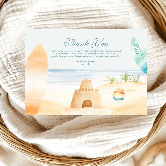 Baby on Board Beach Surf Baby Shower Thank You Card (Creator Uploaded)