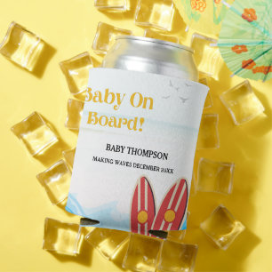 Baby on board beach surfing board baby shower  can cooler