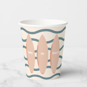 "Baby on Board" Beach Surfing Ocean Baby Shower Paper Cups