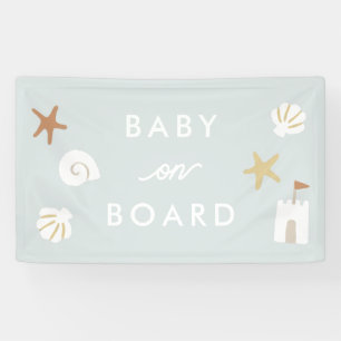 ‘Baby On Board’ Blue Beach Pool Baby Shower Banner