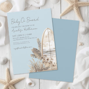Baby On Board Blue Boho Beach Baby Shower Invitation