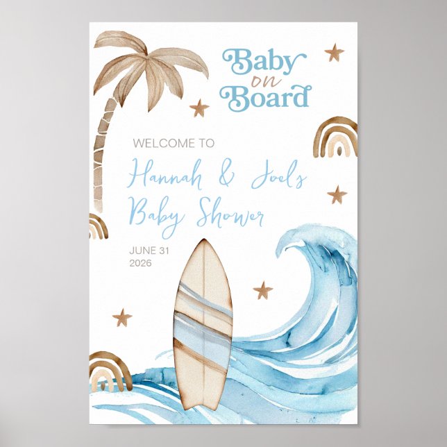 Baby on Board Blue Boy Baby Shower Welcome Sign (Front)