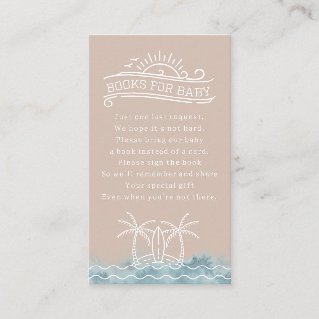 Baby On Board Book Request Pink Baby Shower Enclosure Card (Front)