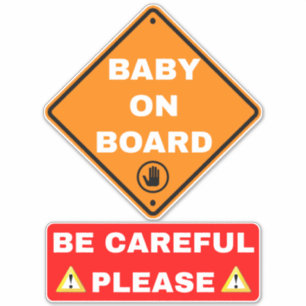 Baby On Board Car Sign - Warning Message