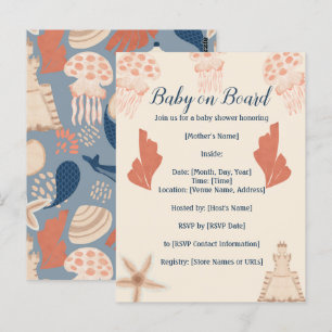 Baby on Board Coastal Baby Boy Shower  Postcard
