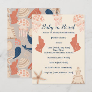 Baby on Board Coastal Baby Shower  Postcard