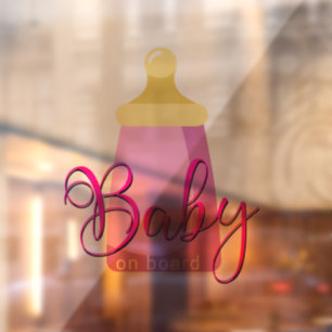 Baby on board cute milk bottle for girl window cling