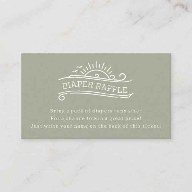Baby On Board Diaper Raffle Green Baby Shower Enclosure Card (Front)