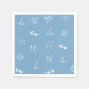 Baby on Board doodle Surfboard Beach Baby Shower Napkin