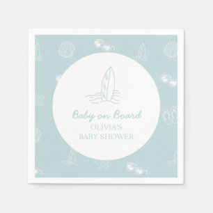 Baby on Board doodle Surfboard Beach Baby Shower Napkin