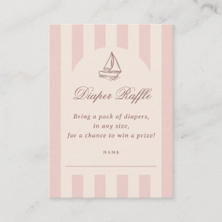 Baby On Board Elegant Pink Sailboat Diaper Raffle Enclosure Card