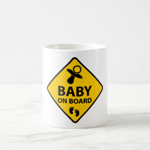Baby on Board funny baby design pacifier and foot Coffee Mug