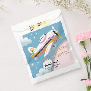 Baby on Board Modern Aviation Airplane Baby Shower Favour Bag