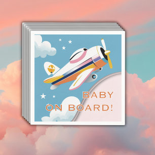 Baby on Board Modern Aviation Airplane Baby Shower Napkin