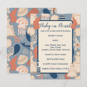 Baby on Board Nautical Baby Boy Shower  Postcard