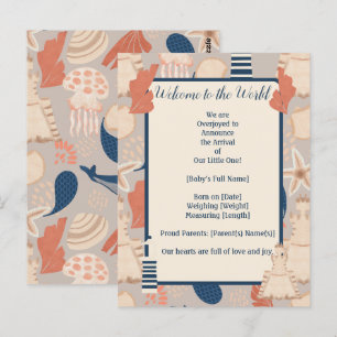 Baby on Board Nautical Birth Announcement  Postcard