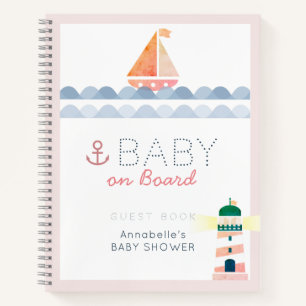 Baby on Board Nautical Pink Baby Shower Guest Book