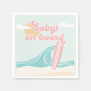 Baby on Board Pink Beach Baby Shower Napkin