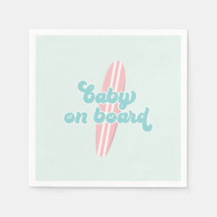 Baby on Board Pink Beach Baby shower Napkin