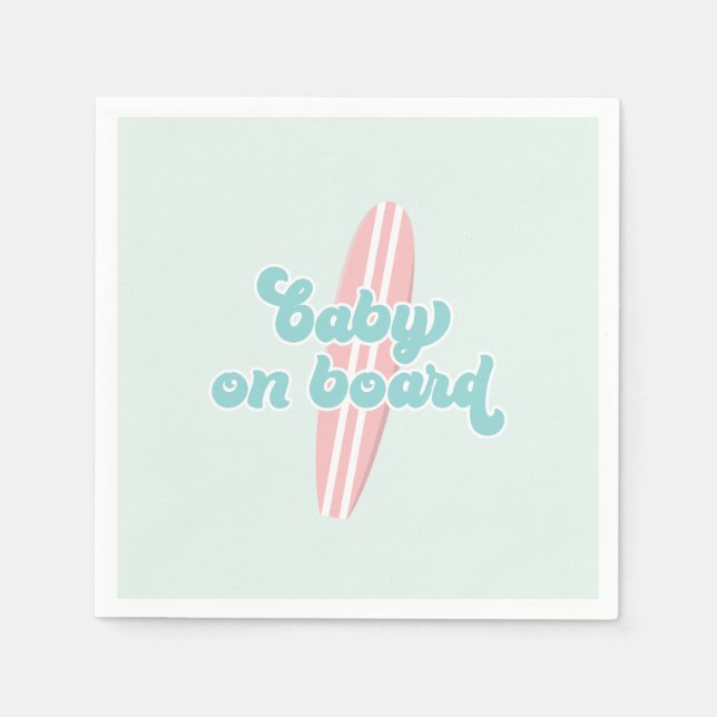 Baby on Board Pink Beach Baby shower Napkin (Front)