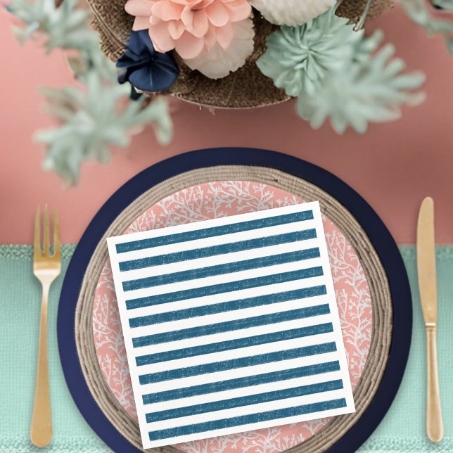 Baby on Board Rustic Nautical Stripe Baby Shower Napkin (Creator Uploaded)