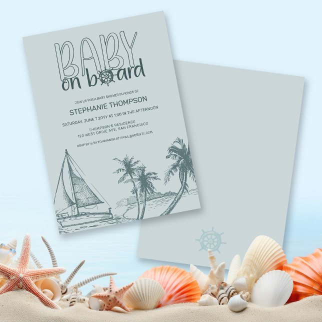 Baby on Board Sailboat Summer Baby Shower  Invitation (Creator Uploaded)