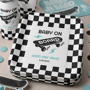 Baby on Board Skateboard Baby Shower Paper Plates